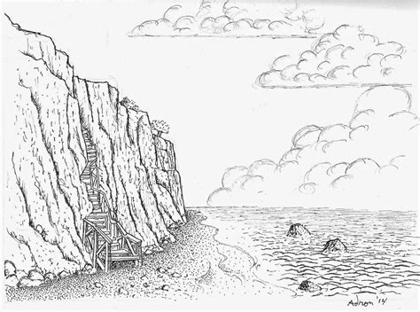 draw Cliff bech - Buscar con Google | Fantasy drawings, Landscape ...