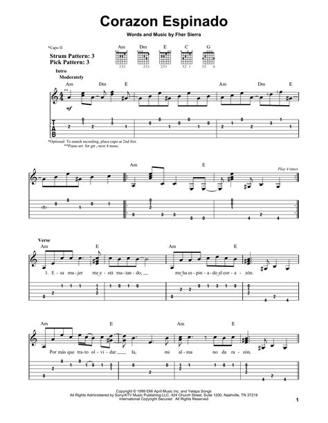 Corazon Espinado by Santana - Easy Guitar Tab - Guitar Instructor