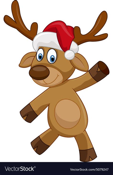 Happy christmas cartoon deer Royalty Free Vector Image