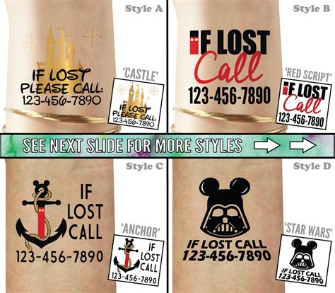 Custom Disney Temporary Tattoos for Kids Emergency Contact - Etsy