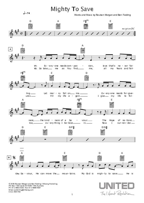 Mighty To Save Sheet Music PDF (Hillsong Worship) - PraiseCharts