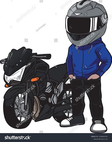 Biker Standing Next Motorcycle Stock Vector (Royalty Free) 2189064765 ...