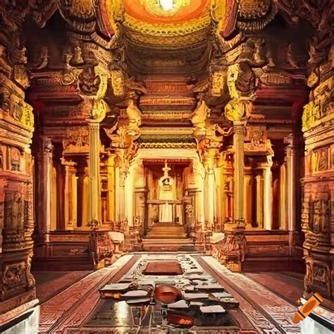 Interior view of a hindu temple on Craiyon