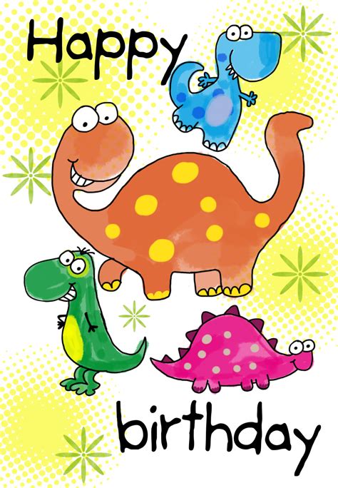 Four Cute Dinosaurs Birthday Card | Greetings Island