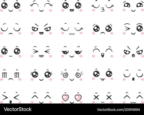 Cute doodle emoticons with facial expressions Vector Image