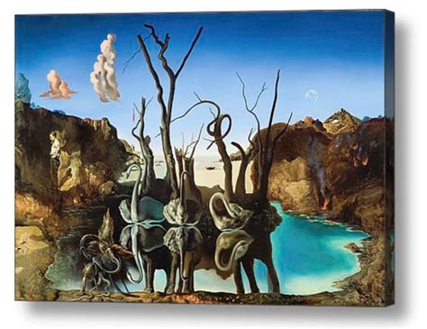 Salvador Dali swans Reflecting Elephants Repro Canvas Box Art Very ...