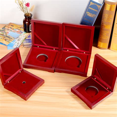 10-75mm Wooden Single Coin Display Storage Case Coin Collecting Box For ...