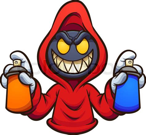 Evil hooded character with graffiti ... | Stock vector | Colourbox