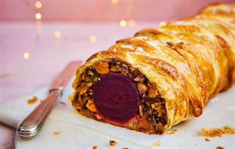 Vegetarian wellington with beetroot, butternut squash, lentils and ...