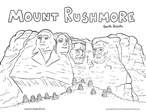 Mount Rushmore Printable Coloring Pages