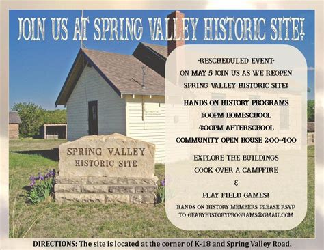 Come See the Spring Valley Site on May 5 | History | junctioncityunion.com