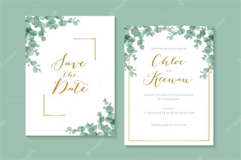 Premium Vector | Classic and simple greenery wedding invitation with ...