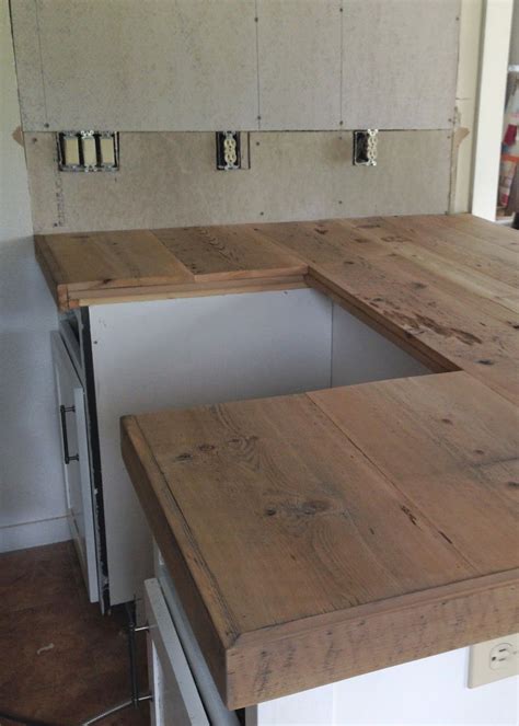 DIY Reclaimed Wood Countertop | Wood countertops kitchen, Diy ...