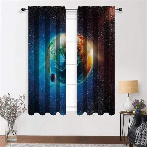 Amazon.com: YouXianHome Outer Space Darkening Curtains Planet Earth Sun ...