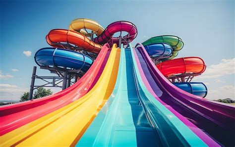 Premium AI Image | Beautiful empty water park with colorful water slides