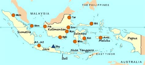 Map of Indonesia with cities being studied (see online version for ...