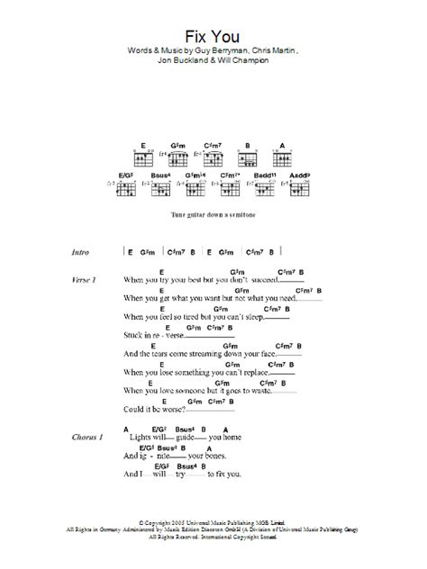 Fix You by Coldplay - Guitar Chords/Lyrics - Guitar Instructor