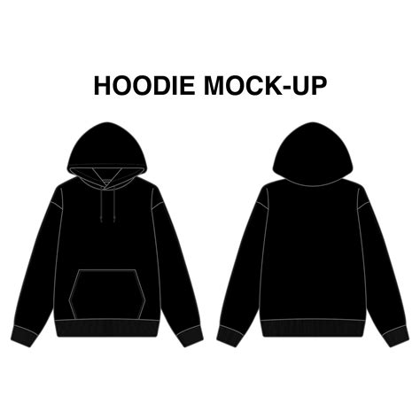 Blank Hoodie Mock-up Template Vector , Front and Back View, Realistic ...