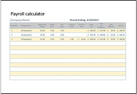 Payroll Calculation Excel Sheet ~ Excel Templates