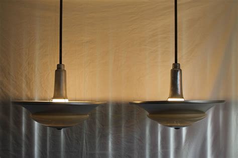 Pair of School Light Fixtures at 1stdibs