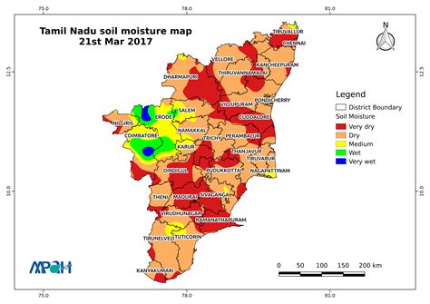 Soil Moisture Map for the state of Tamil Nadu - Aapah Innovations Pvt Ltd