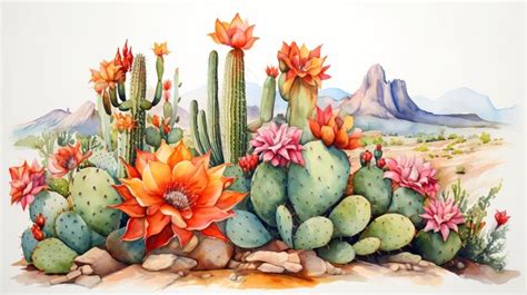 Premium Photo | Watercolor Desert Cactus