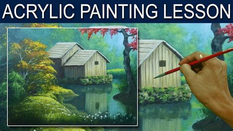 Acrylic Landscape Painting Tutorial | The Barn on the River by JM ...