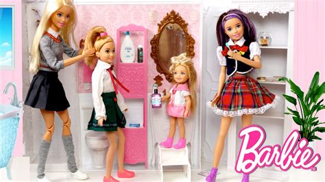 Barbie Dolls School Morning Routine - Dreamhouse Adventures Toys - YouTube