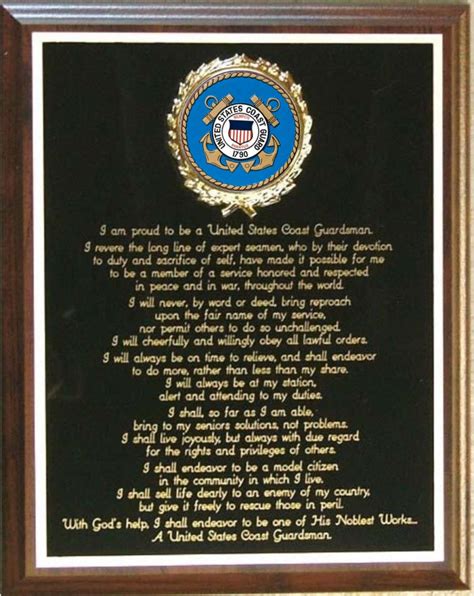 USCG / United States Coast Guard Creed Plaque Nice Patriotic - Etsy