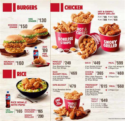 Menu of KFC, C G Road, West Ahmedabad, Ahmedabad | EazyDiner