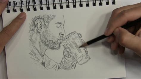 How to Sketch a Man Drinking Beer - YouTube