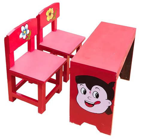 Red Wooden Kids Study Table With Two Chair, School Desk at Rs 2100 ...