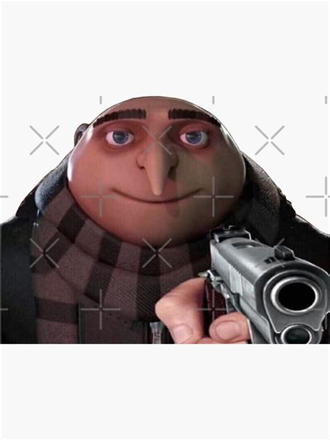 "Gru pointing a gun" Sticker for Sale by HangLooseDraft | Redbubble