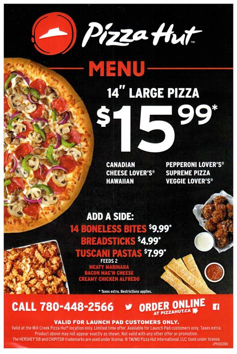 pizza hut menu with prices