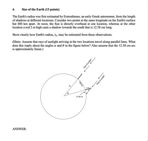 Solved 4. Size of the Earth (13 points) The Earth's radius | Chegg.com