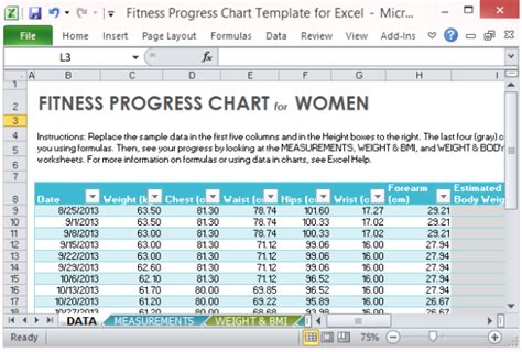 Fitness Progress Chart Template for Excel