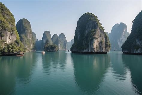 Premium Photo | Ha long bay unique limestone rock islands and karst ...