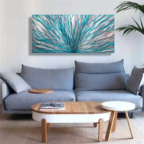 Metal Wall Art, Modern Art, Teal Home Decor, Teal Wall Art, Abstract ...