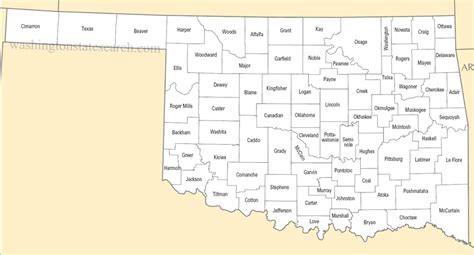 ♥ A large detailed Oklahoma State County Map