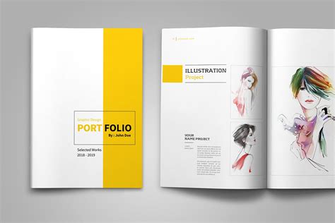 Graphic Design Portfolio Template on Yellow Images Creative Store