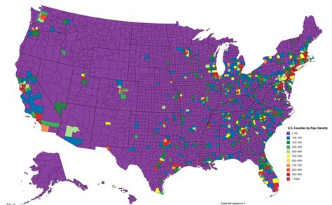 [OC] United States Population Density By County (Person Per Square Mile ...