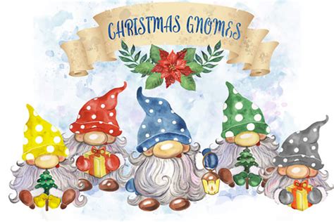 Christmas Gnomes Watercolor Clipart SVG Craft Design - LinkedGo Vinyl