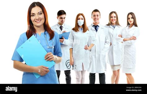 Group of smiling medical doctors isolated on white Stock Photo - Alamy