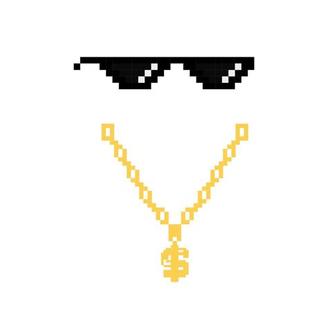 Black thug life meme glasses in pixel art style 4567680 Vector Art at ...