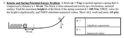 Solved: 5. Kinetic And Spring Potential Energy Problem: A ... | Chegg.com