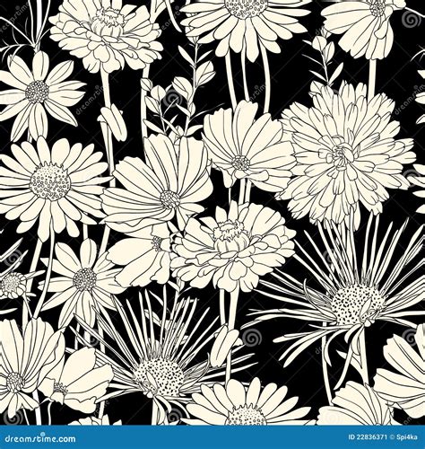 Black And White Floral Seamless Pattern Stock Image - Image: 22836371