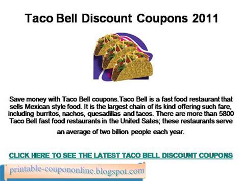 Printable Coupons 2021: Taco Bell Coupons