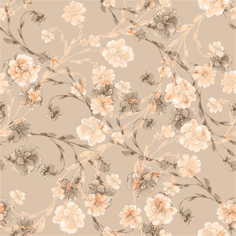 Delicate Flowers on Beige Background.. Seamless Pattern for Design ...