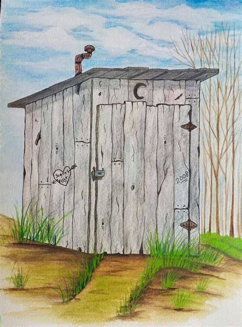 Inktense Outhouse Drawing