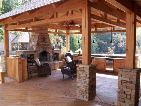 rustic pavilion plans fireplace | В» Cypress Timber Frame Pavilion ...